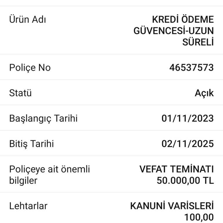 Garanti BBVA Kredi Ye Ait Hayat Sigortası Kesinti İadesi