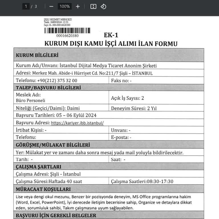 İstanbul Büyükşehir Belediyesi Kurum Dışı Kamu İşçi Alımı