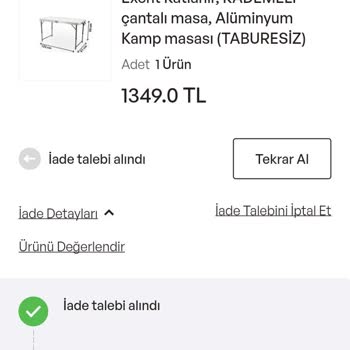 İdefix'ten Aldığım Katlanır Masa İade Sorunu
