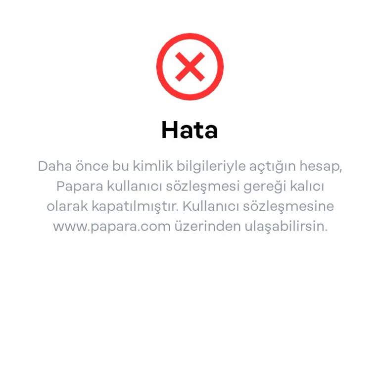 Papara Kullanıcı Sözleşmesi Hatası