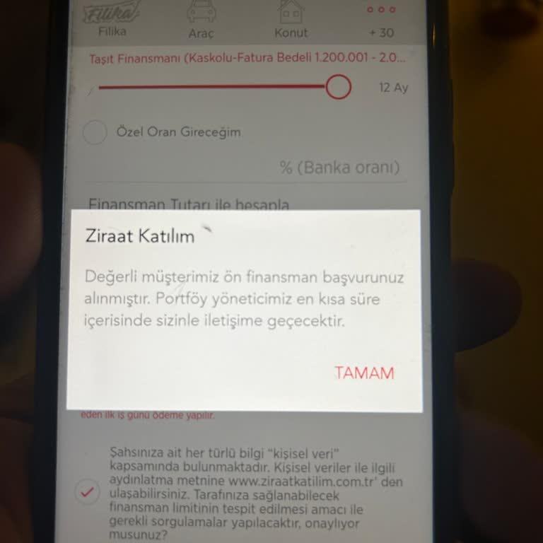 Ziraat Katılım Bankası Finansman Desteği Sağlamaması