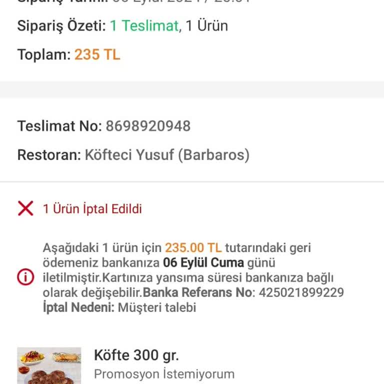 Köfteci Yusuf Ve Trendyol-GO İşbirliğinde Köfte Teslimatı Yapamama