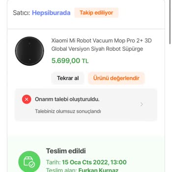 Hepsiburada Arızalanan Ürünle İlgilenmiyor