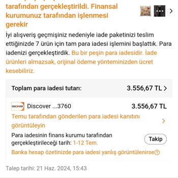 Temu Paramı İade Etmedi