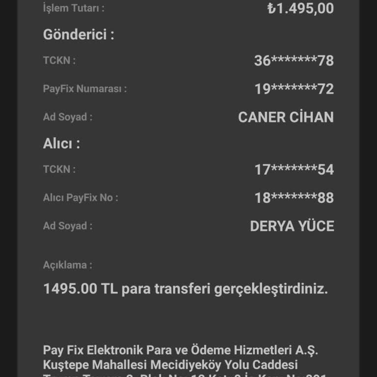 Payfix Hatalı Para Gönderim