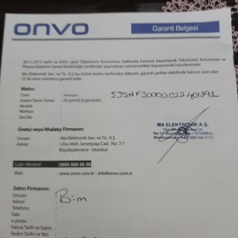 Onvo Üretimi Senna TV Kumanda Sorunu