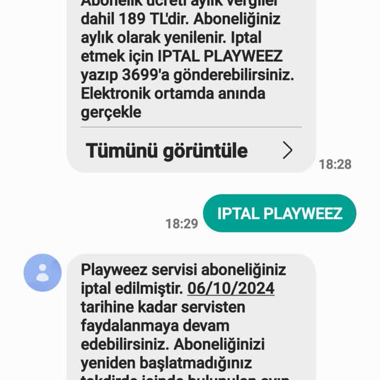 Playweez 1 Dakika Sonra İptal Mesajı Yazmama Rağmen 200 TL Abonelik Kesildi