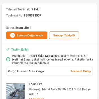 Aras Kargo Pursaklar Şubesi Siparişi Eksik Teslim Etti