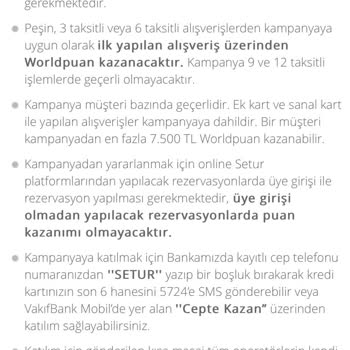 VakıfBank Setur Kampanyasından Hak Ettiğim Puanımı Yüklemedi