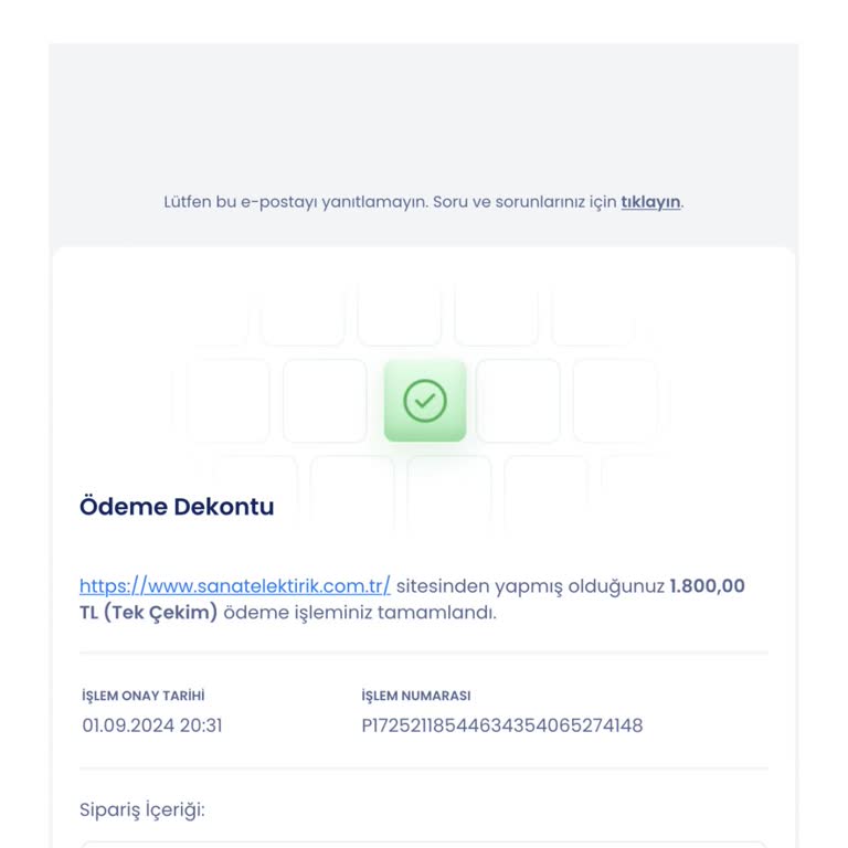 Sanat Elektrik Sipariş Bilgisi Ve İade Sorunu Yaşıyorum