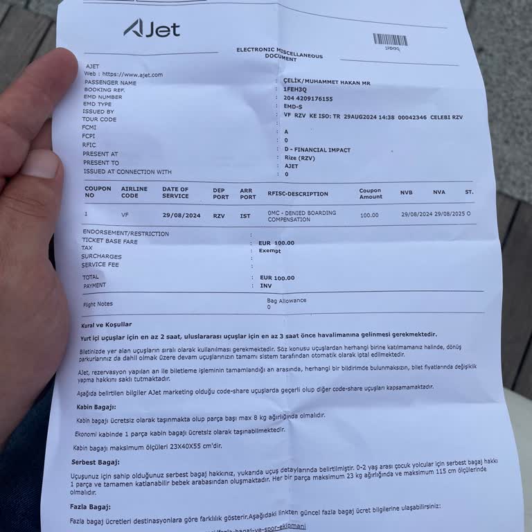 AJet Uçuş Tazminatı Hakkında Geri Dönüş Yapılmaması