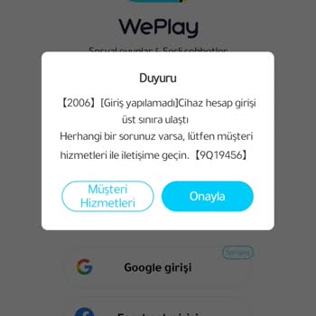 Weplay Cihaz Banı Ve Hesap Girişi Üst Sınıra Ulaştı Hatası
