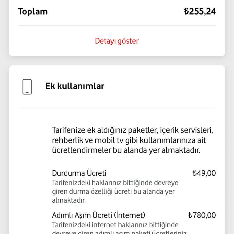 Vodafone Aşım Paketi ve Yüksek Fatura Şikayeti
