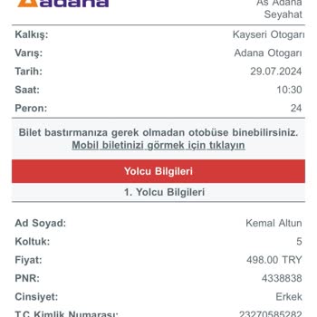 Obilet Otobüs İptal Biletlerimin Tarafıma Aktarılmaması.