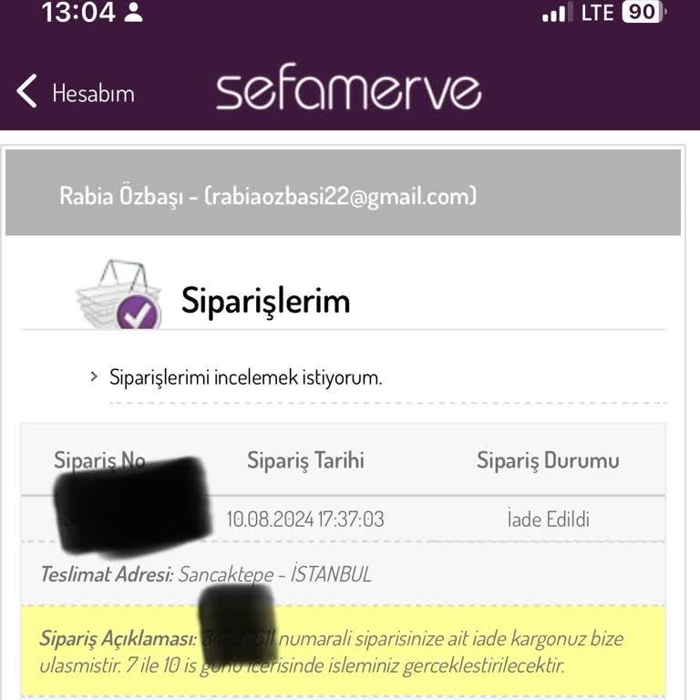 Sefamerve İade Parası Yatmıyor
