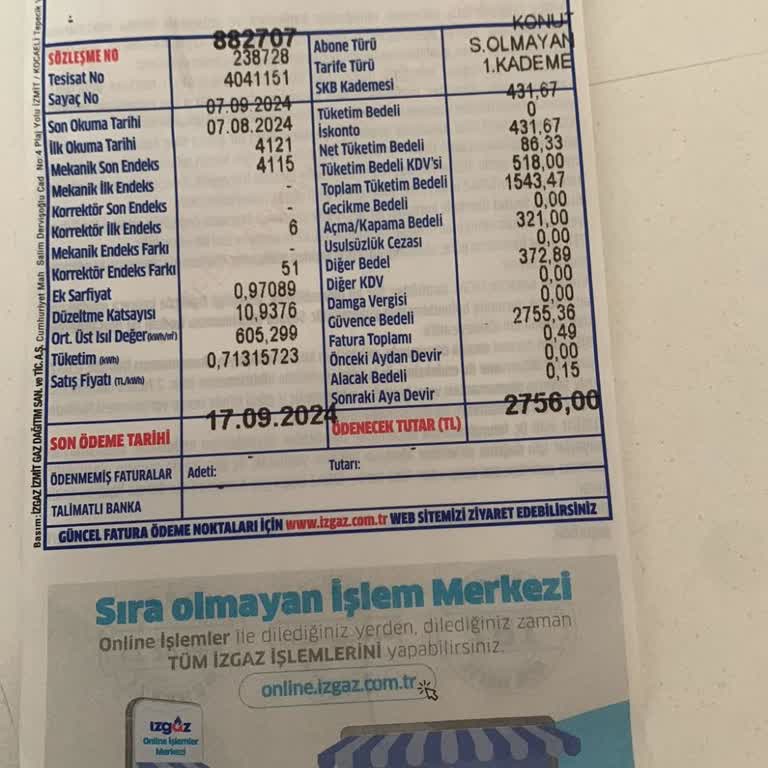 İZGAZ Yanlış Fatura Gönderimi