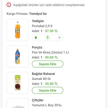 Trendyol Market İade Talebim Reddedildi