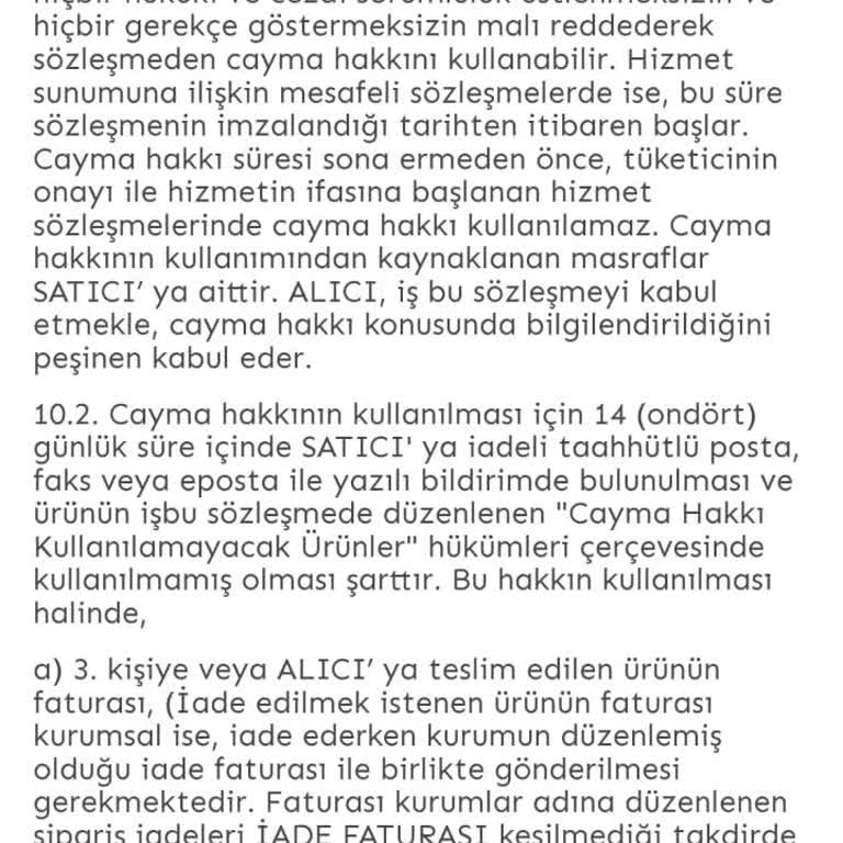 Hazel Butik İade Almıyor. Sözleşmeye Aykırı İşlem Yapıyor.