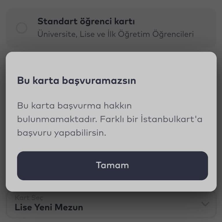 İstanbulkart Yeni Mezun Kart Başvurusu