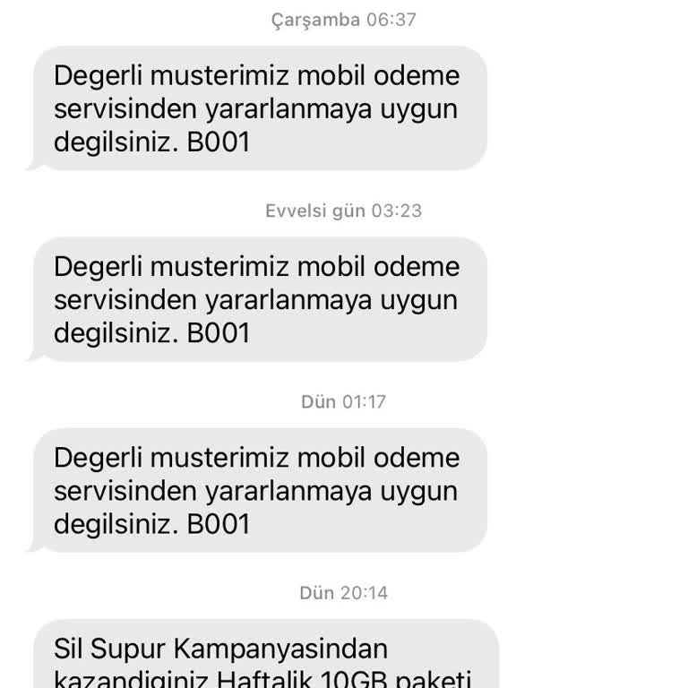 Türk Telekom Değerli Müşterimiz Mobil Ödeme Servisinden Yararlanmaya Uygun Değilsin