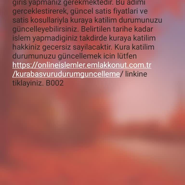 Emlak Konut'tan SMS Yoluyla Gelen Kura Katılım Bildirimi Hakkında