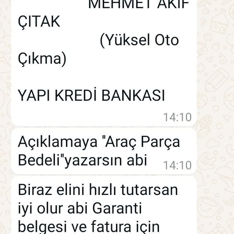 Yüksel Oto Çıkma (Edirne) Bir Haftadır Bekletiliyorum: 5100 TL Mağduriyeti