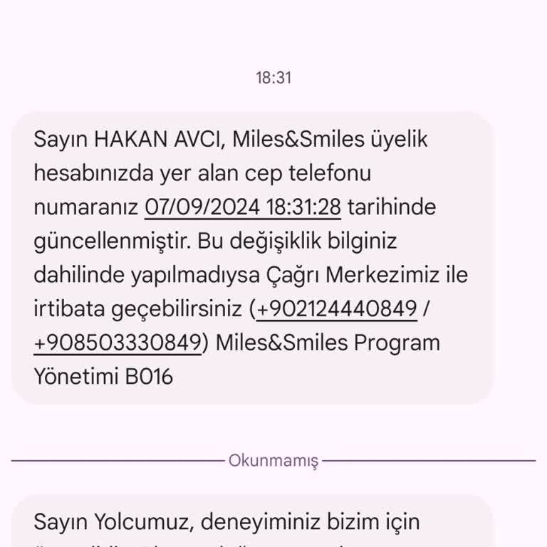 Miles&smiles Da Başkasının Adına Numaram Kullanılıyor