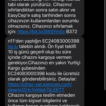 N11 Üzerinden EasyCep'e Sattığım Cihazımın Ödemesi Yatmıyor.
