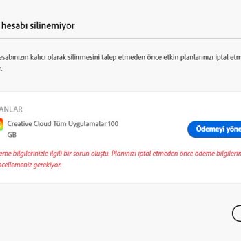 Adobe Planımı İptal Edemiyorum.