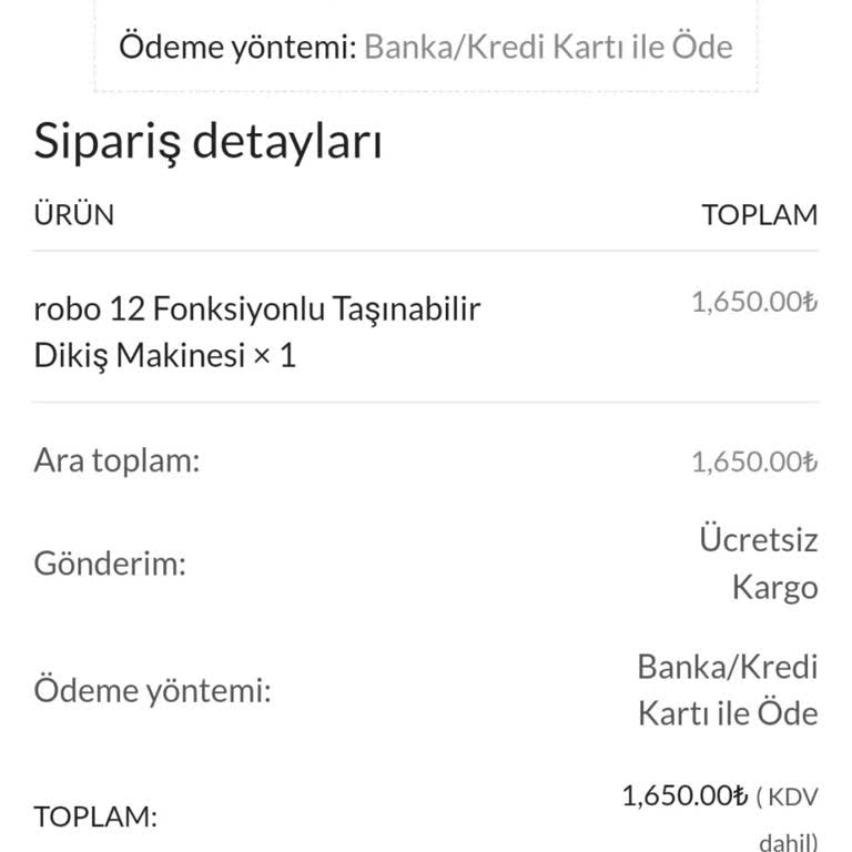 Robo Dikiş Makinesi Siparişi