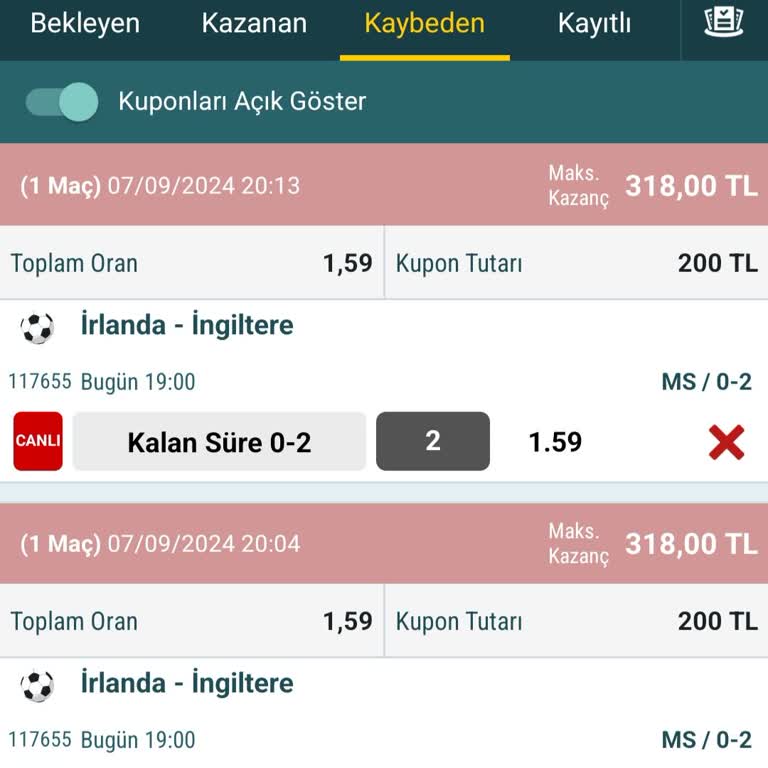 Nesine Kuponum Tuttu Kaybettin Yazıyor