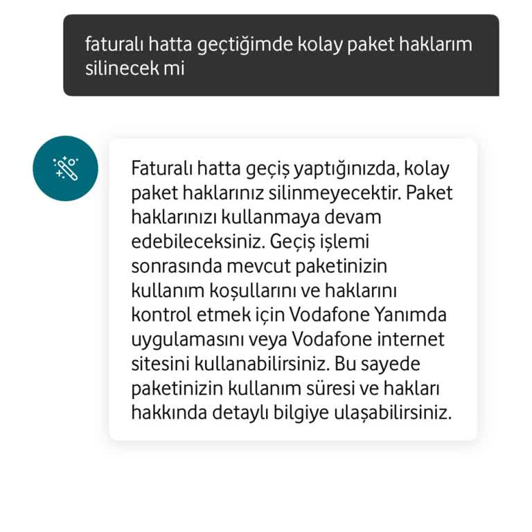 Kullanılmayan İnternet Paketi ve Faturalı Hatta Geçiş Sorunu