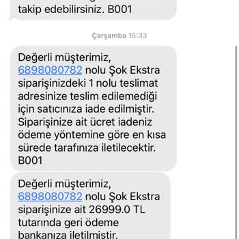 Şok Market Uygulamasında Sipariş Ve İade Sorunu