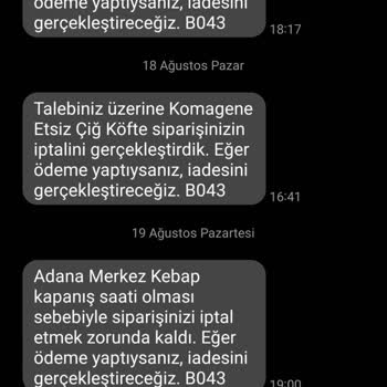 Yemek Sepeti Sipariş İptali Ve Ücret İadesi Sorunu