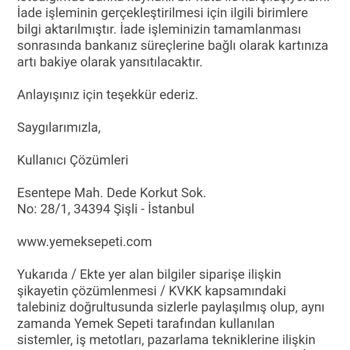Yemek Sepeti Sipariş İptali Ve Ücret İadesi Sorunu
