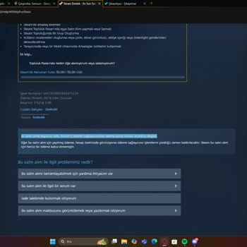 Steam Parayı Çekti, Ancak Hizmeti Tarafıma Sunmadı.