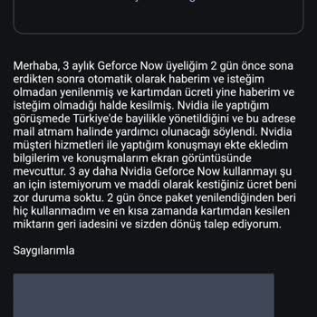Geforce Now İstek Dışı Abonelik Yenileme