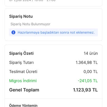 Sakarya Migros Sanal Market Siparişi Getirmiyor