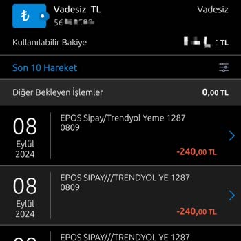 Trendyol Yemek Ödeme Alıyor Hesaptan Kesiyor, Sipariş Oluşturmuyor.