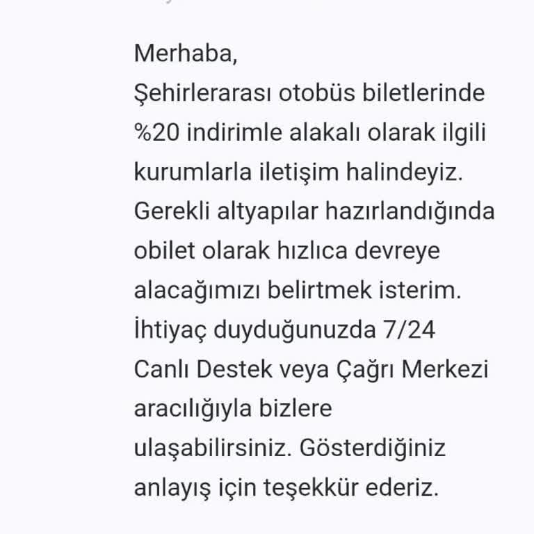 Obilet %20 Emekli İndirimini Uygulamıyor