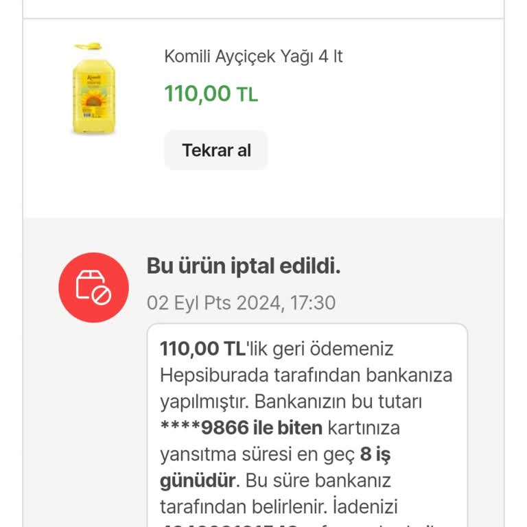 Hepsiburada Siparişin Satıcı Tarafından İptal Edilmesi
