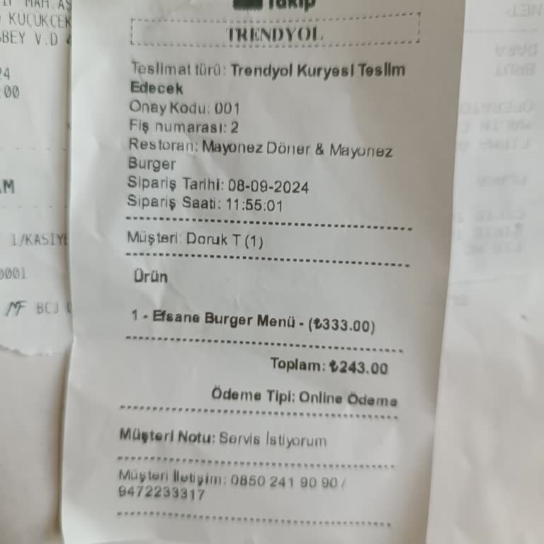 Mayonez Burger Mayonez Döner Burger Siparişim De Eksik Ürün Çıktı