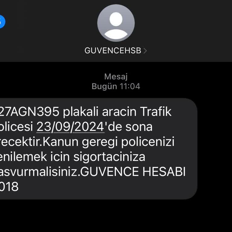 Güvence Hesabı, Olmayan Aracın Plaka Ve Trafik Poliçesi Mesajı Gelmesi