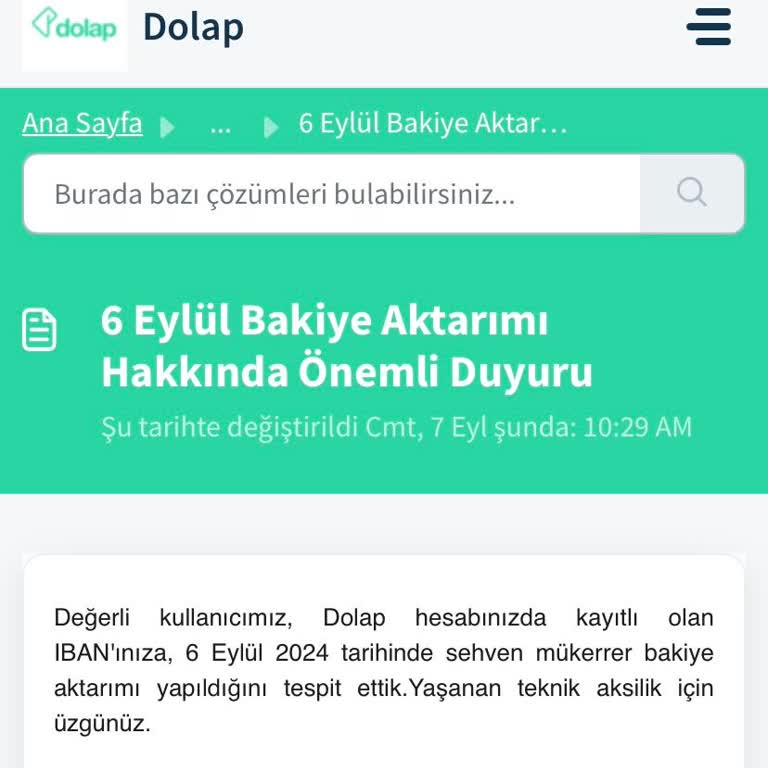 Dolap Uygulaması Para İadesi