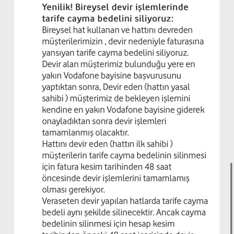 Vodafone'dan Yanıltıcı Bilgilendirme ve Cayma Bedeli Şoku