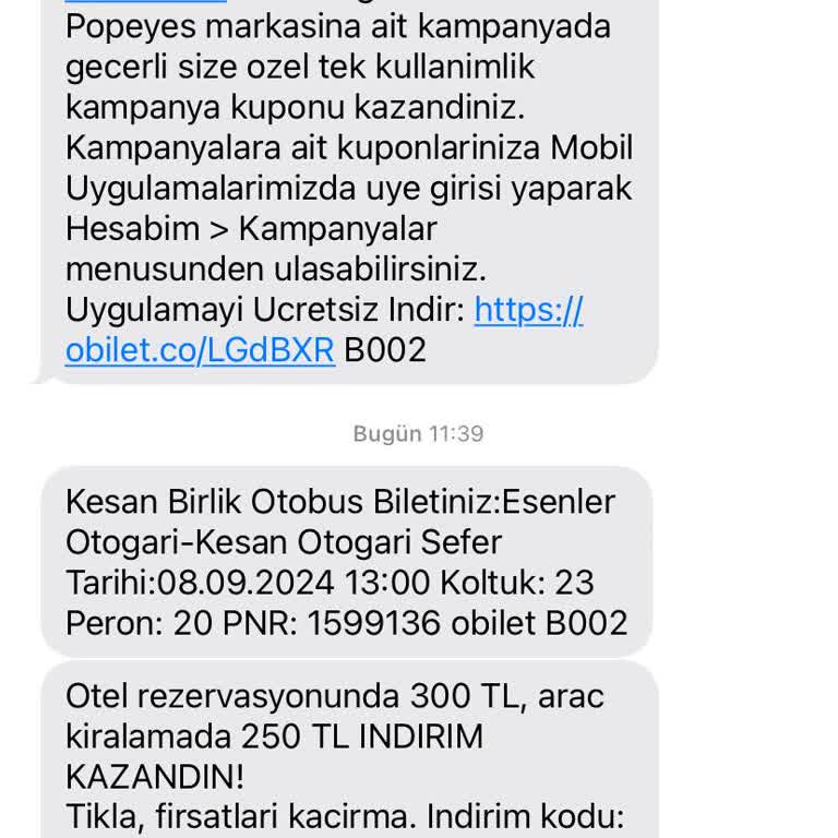 Keşan Birlik Otobüs Biletim Yandı