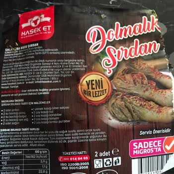 Hasek Et Yanlış Tarif Verilen Ürün