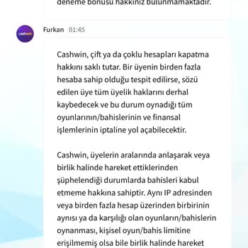 Cashwin Hesabımın Kapatılması Dönüş Alamıyorum