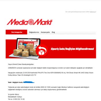 Media Markt'tan Alınan Televizyonun İade Sürecinde Yaşanan Sorunlar