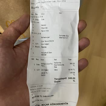 McDonald's Siparişte Eksik Ve Hatalı Ürün Teslimatı